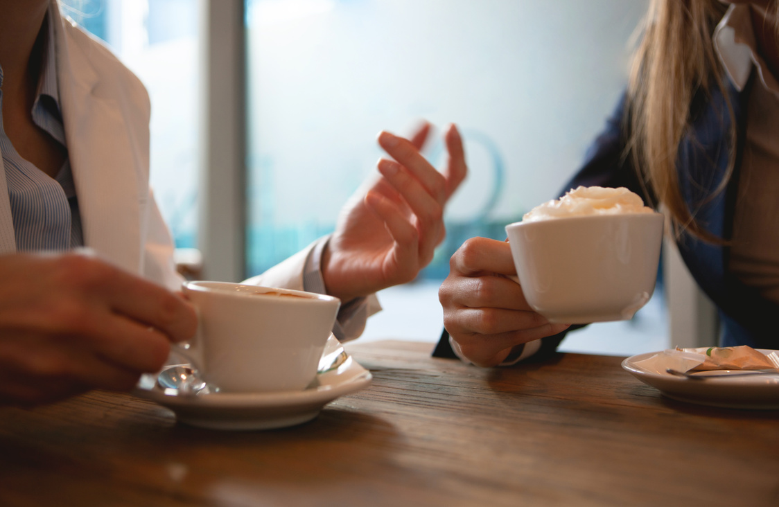 Friendly conversation over coffee